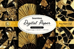 Seamless pattern with golden fans and geometric shapes Product Image 1