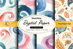Seamless digital paper - floral and swirl patterns Product Image 1