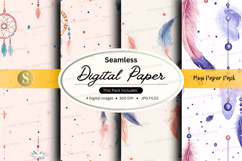 Seamless dreamcatcher and feather digital paper Product Image 1
