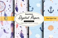 Seamless dreamcatcher and nautical digital paper Product Image 1
