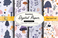 Seamless digital paper - mushroom pattern pack Product Image 1