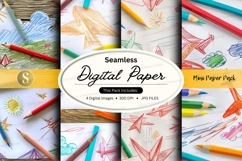 Seamless digital paper - crayon and drawing theme digital pa Product Image 1