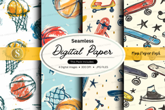 Seamless digital paper - sports and adventure Product Image 1