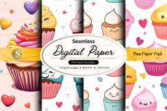 Seamless digital paper - cupcake theme digital paper Product Image 1