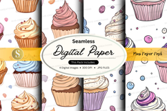 Seamless digital paper - cupcake pattern Product Image 1