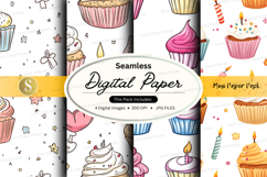 Seamless cupcake digital paper Product Image 1