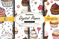 Seamless digital paper - cupcake pattern Product Image 1