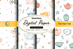 Seamless vintage tea time digital paper Product Image 1