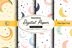 Seamless moon and stars digital paper Product Image 1