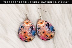 Puff Flower Teardrop Earring Sublimation PNG Design Product Image 6