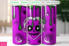 Green Slime Halloween|Puffy Monster Skull Tumbler Wrap Product Image 1
