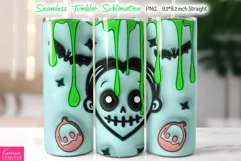 Puffy Monster Skull Tumbler Wrap|Green Slime Halloween Product Image 1