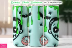 Puffy Monster Skull Tumbler Wrap|Green Slime Halloween Product Image 2