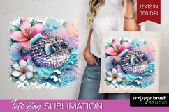 Puffer Fish Floral Tote Bag Tropical Tote Bag PNG Product Image 1