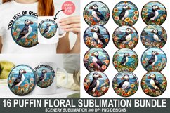 Puffin Floral Sublimation Bundle| Stained Glass Sublimatio Product Image 1
