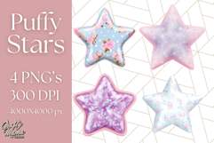 Cute Puffy Star Clipart PNG, 3D Glossy Pastel Stars Clip Art Product Image 1