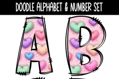 Puffy Hearts Valentine Doodle Alphabet &amp; Numbers | PNG Files Product Image 5