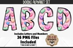 Puffy Hearts Valentine Doodle Alphabet &amp; Numbers | PNG Files Product Image 1