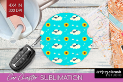 Pug Dog Car Coaster Cute Chibi Puppy Coaster PNG Sublimation Product Image 1