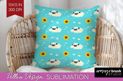 Pug Dog Pillow Sublimation Cute Chibi Puppy Pillow Cover PNG Product Image 1