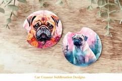 Pug Car Coasters  Dog Car Coaster Png Puppy Coaster Png