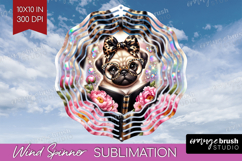 Pug Dog Reading Wind Spinner Sublimation PNG Book Lover Product Image 1