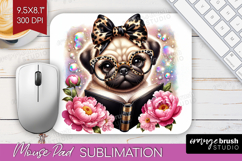 Pug Dog Reading Mouse Pad Sublimation Book Lover Mousepad Product Image 1