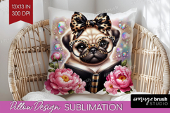 Pug Dog Reading Pillow Sublimation Book Lover Pillow Cover Product Image 1