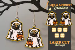 Boo Pug Dog Costume Halloween Earrings Lasercut Design Product Image 1