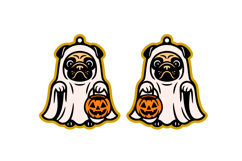 Boo Pug Dog Costume Halloween Earrings Lasercut Design Product Image 2