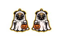 Boo Pug Dog Costume Halloween Earrings Lasercut Design Product Image 2