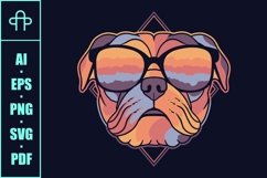 Pug dog colorful wearing a eyeglasses vector illustration Product Image 3