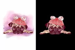 Christmas pug in winter hat sublimation - dog clipart Product Image 2