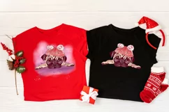 Christmas pug in winter hat sublimation - dog clipart Product Image 3