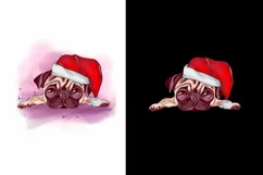 Christmas pug in winter hat sublimation - dog clipart Product Image 2
