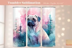 Pug Tumbler Wrap  Dog Tumbler Pug Sublimation Design Png