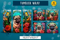Pug tumbler wrap  Flower dog tumbler