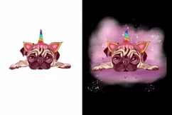 Christmas pug in unicorn sublimation - dog clipart Product Image 2
