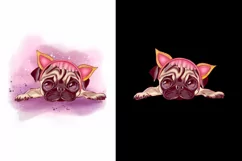 Christmas pug in with ears sublimation - dog clipart Product Image 2