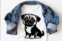 Cute Pug Dog black silhouette SVG PNG, Puppy Dog SVG Clipart Product Image 2