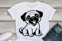 Cute Pug Dog black silhouette SVG PNG, Puppy Dog SVG Clipart Product Image 3