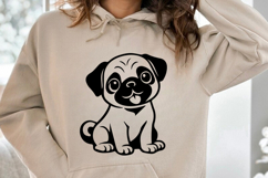 Cute Pug Dog black silhouette SVG PNG, Puppy Dog SVG Clipart Product Image 1