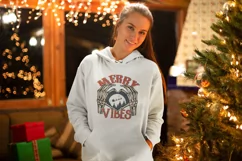 Merry vibes PNG, retro christmas sublimation, skeleton hands Product Image 2