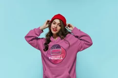pullover-hoodie-mockup-of-a-woman-with-red-lipstick-posing-in-a-studio-with american football-womens league print design
