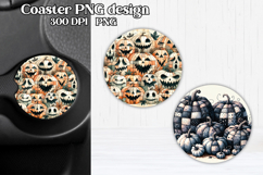 Cute Halloween patchwork pumpkin car coaster sublimation Product Image 1