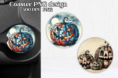 Cute Halloween patchwork pumpkin car coaster sublimation Product Image 1