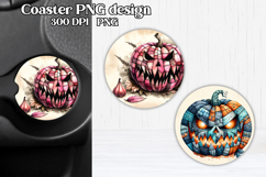 Cute Halloween patchwork pumpkin car coaster sublimation Product Image 1