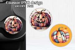 Cute Halloween patchwork pumpkin car coaster sublimation Product Image 1
