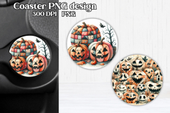 Cute Halloween patchwork pumpkin car coaster sublimation Product Image 1