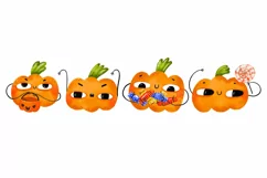of cartoon pumpkins. Halloween pumpkin with candies Product Image 6